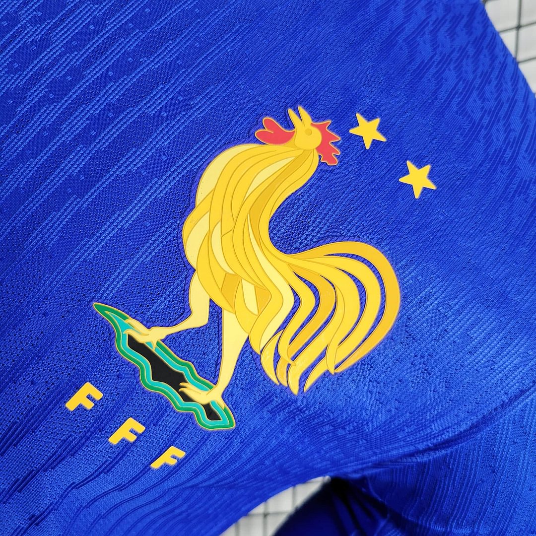 2024 France Royal Blue Long Sleeve Home Football Shirt For Player Version