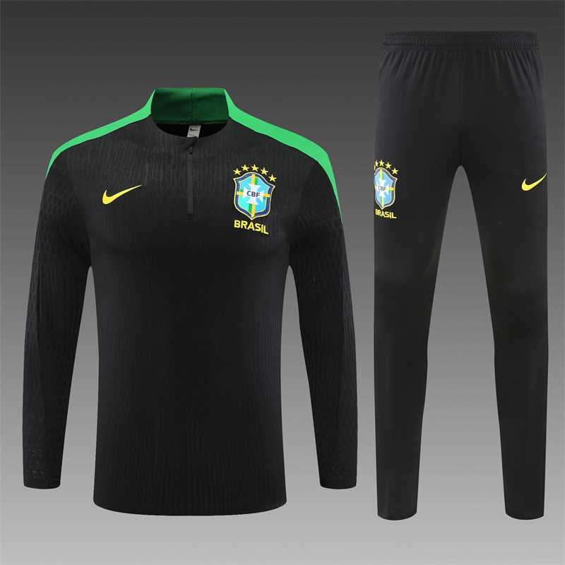 2024/2025 Brazil Black Half Zipper Football Jacket