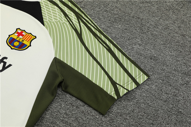 2025/2026 Barcelona White Green Training Wear Suit Shirt