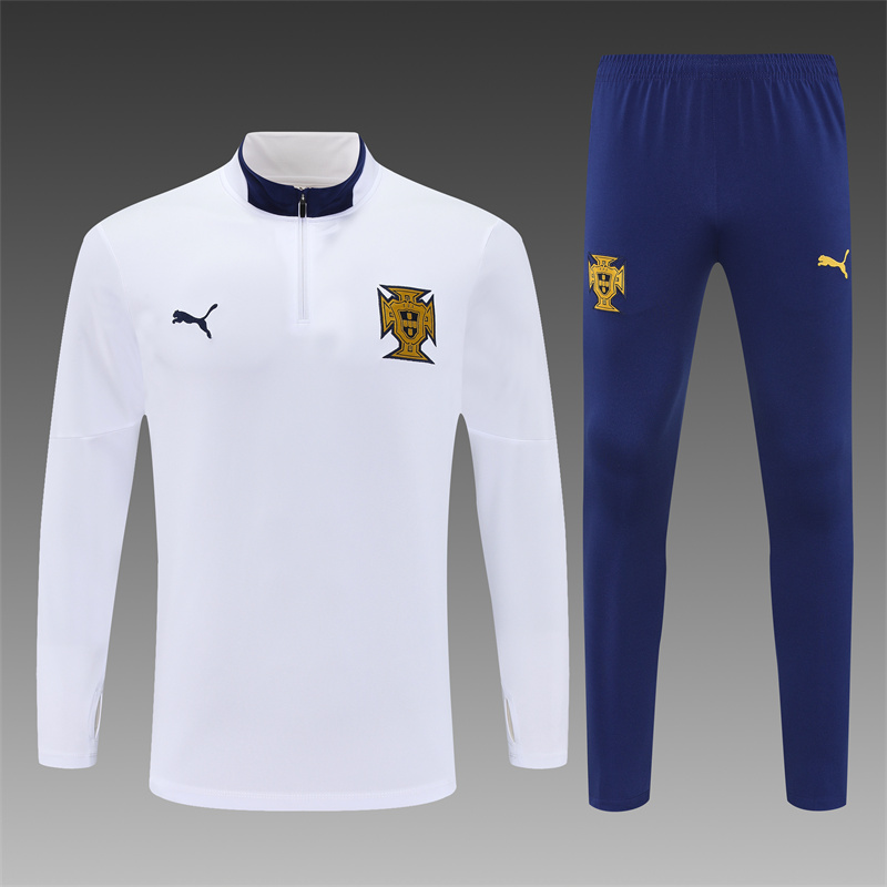 2025/2026 Portugal Half-Pull Training Suit White Football Shirt
