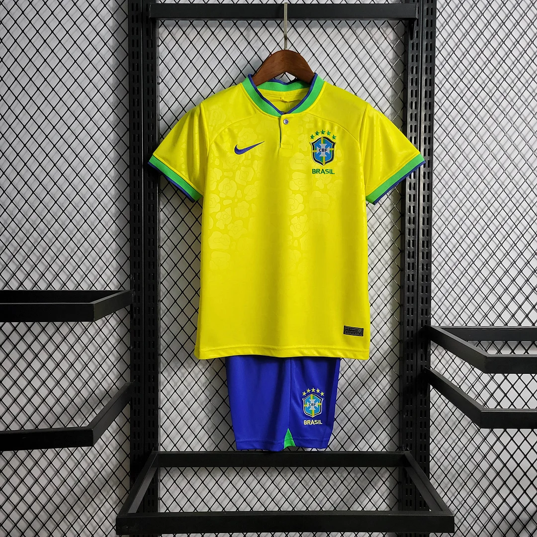 2022 Brazil Home Football Shirt Kids