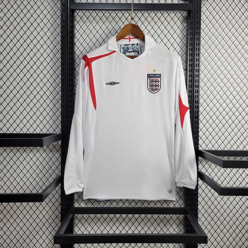 2006 England Retro Long Sleeve Home Football Shirt