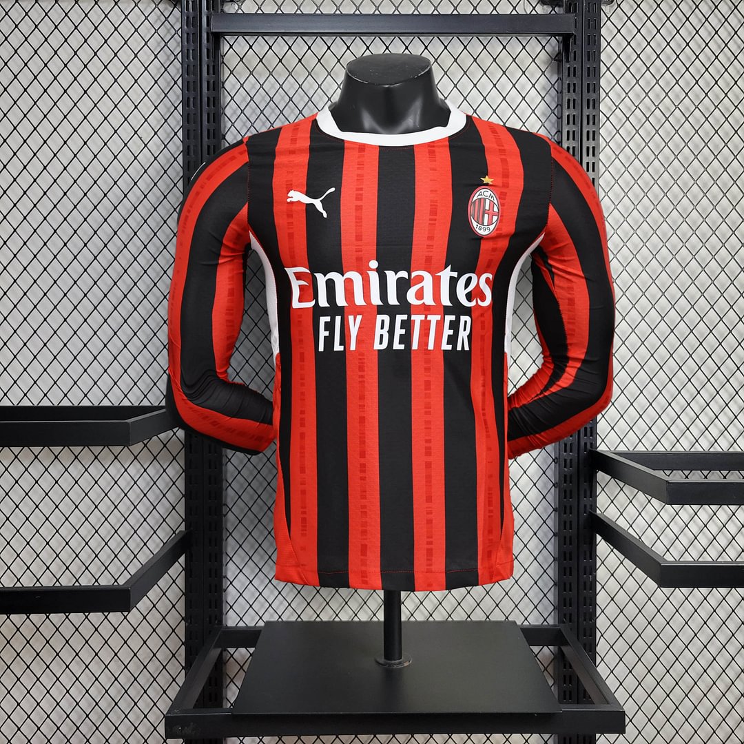 2024/2025 Player Version Long Sleeve AC Milan Home Football Shirt