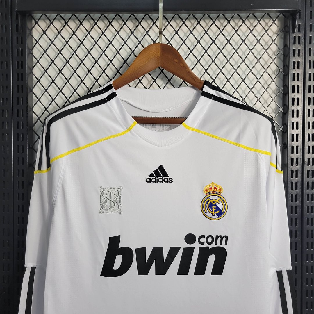 2009/2010 Real Madrid Retro White Long Sleeve Home Football Shirt
