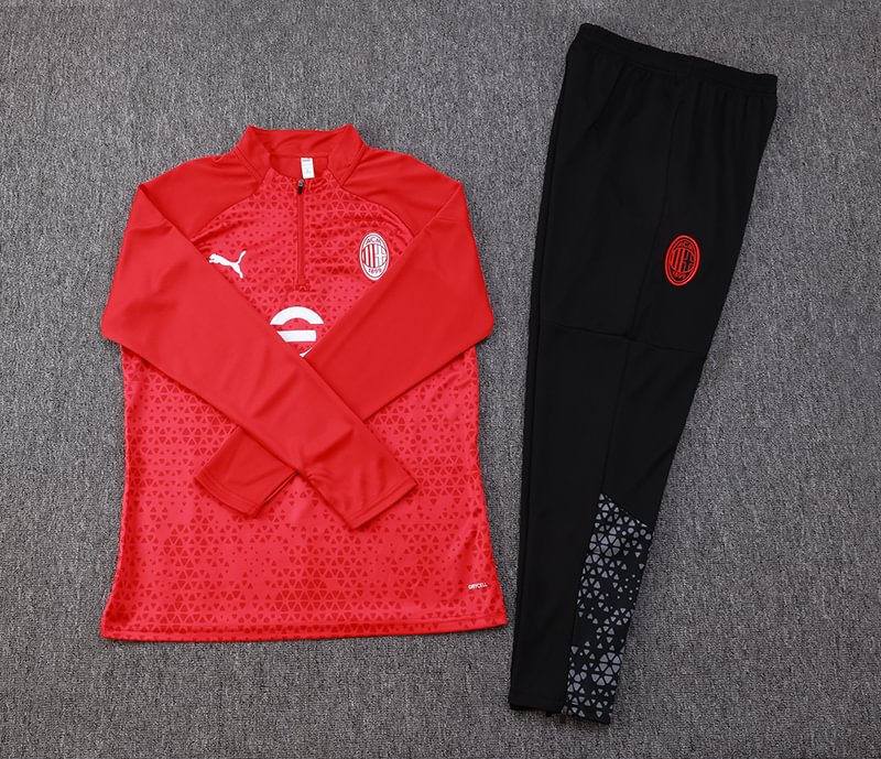 2023/2024 AC Milan Half-Pull Training Suit Red Football Shirt