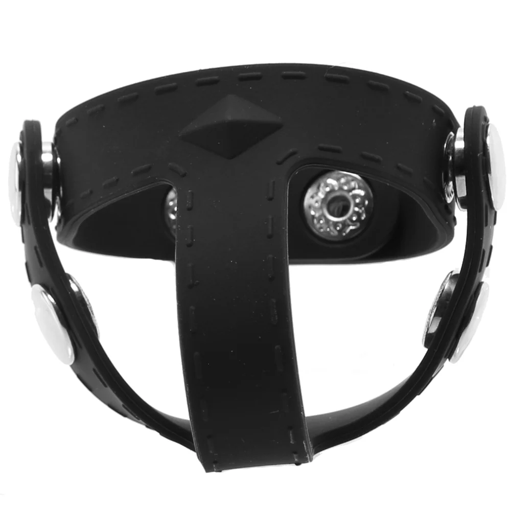 Blue Line Silicone T-style Cock Ring With Ball Divider