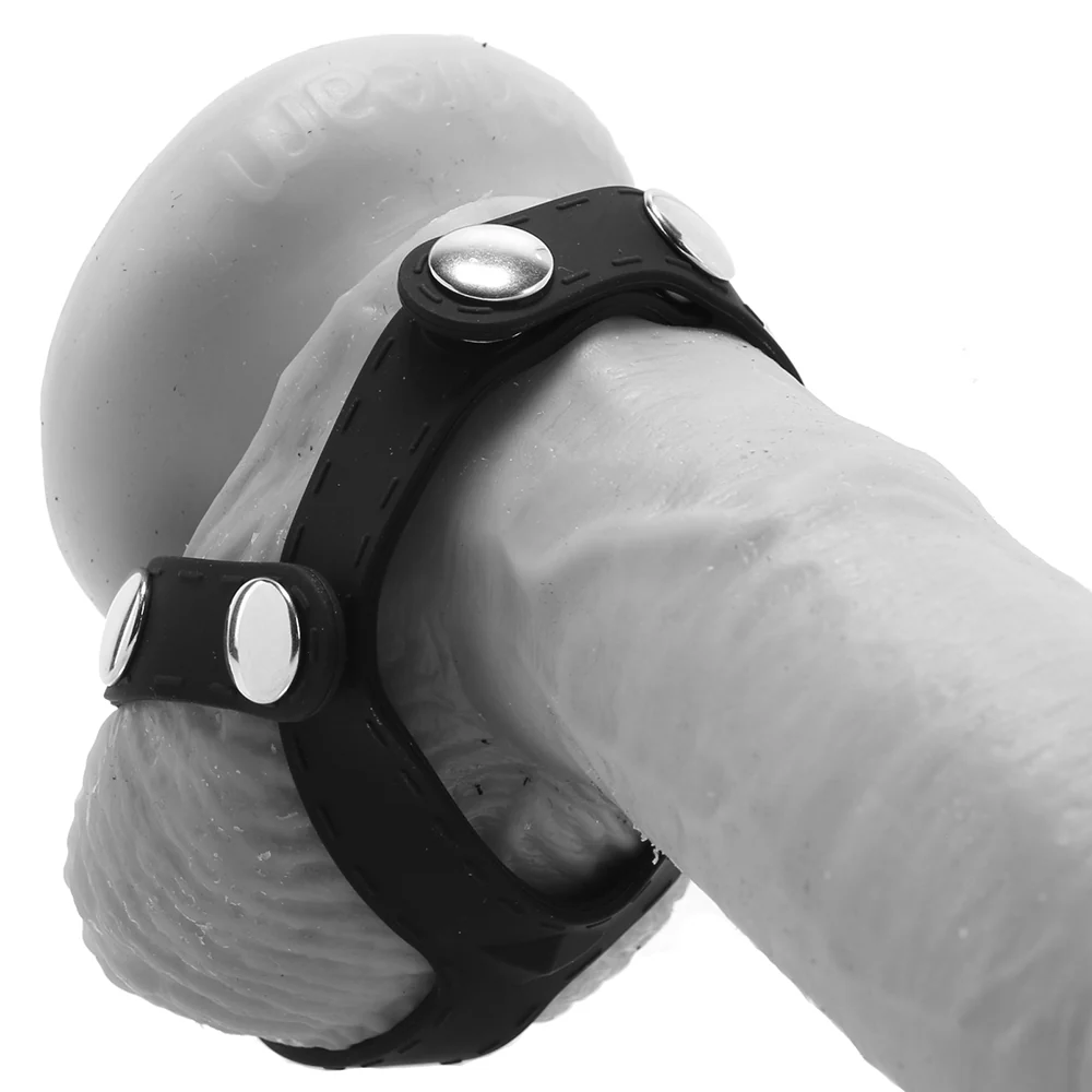Blue Line Silicone T-style Cock Ring With Ball Divider