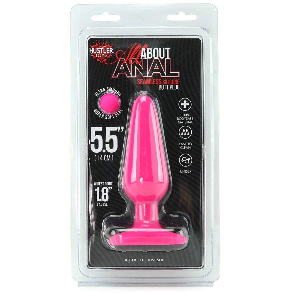 All About Anal Seamless Silicone 5.5 Inch Butt Plug in Hot