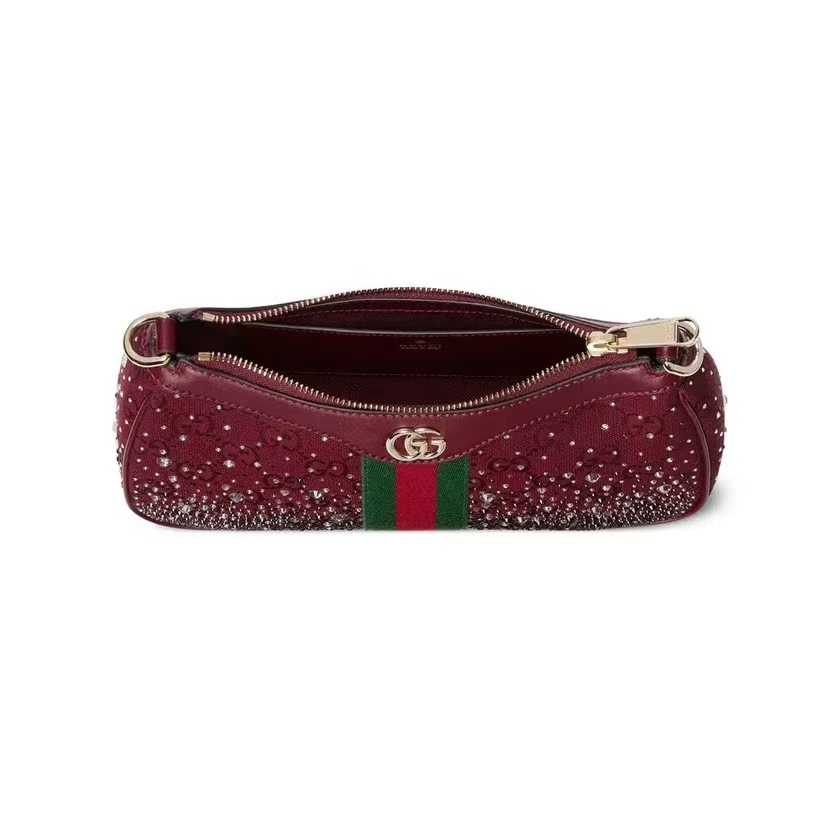 Gucci Ophidia Small Shoulder Bag | Crystal-Embellished GG Canvas with Iconic Web Stripe