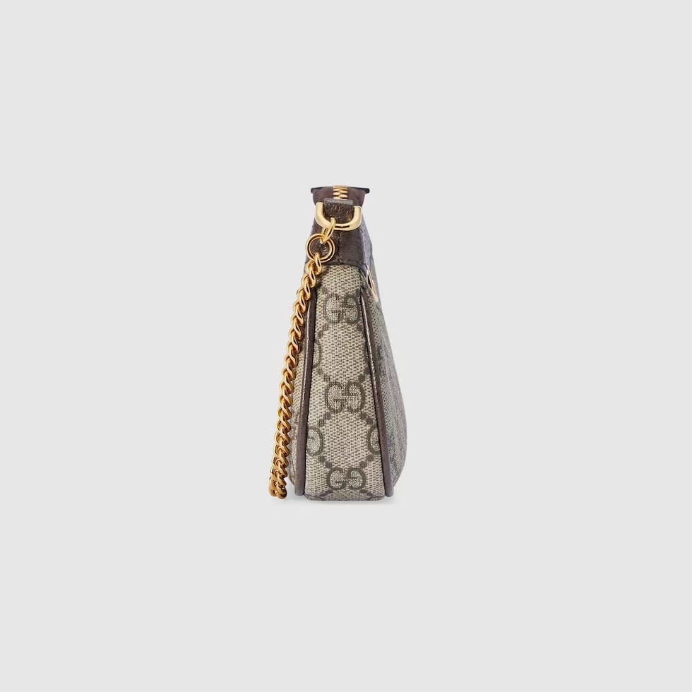 Gucci Ophidia Mini Bag in GG Supreme Canvas | Beige & Ebony with Chain Handle