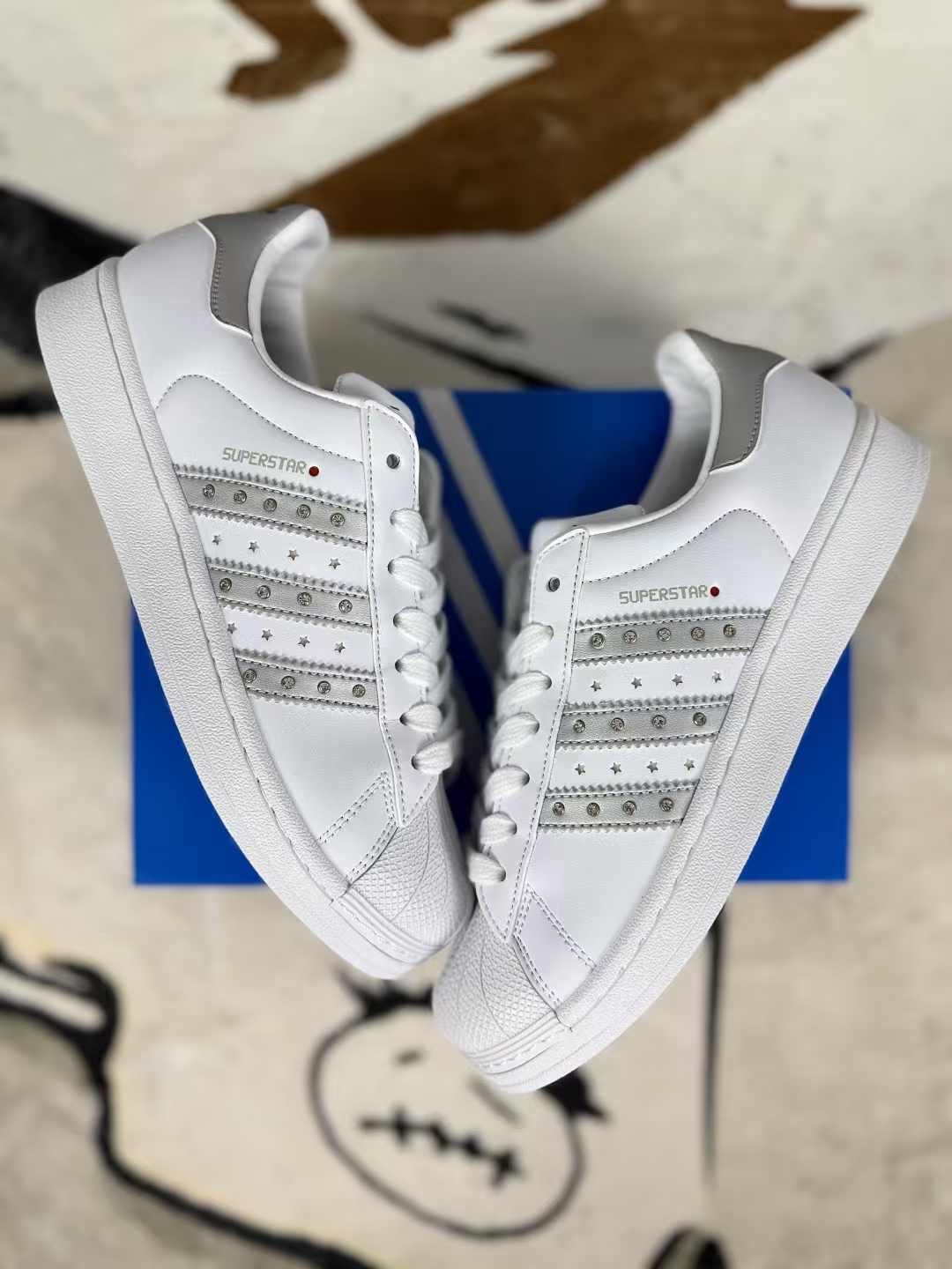 adidas Superstar 2 Women's Leather Sneakers - Metallic Silver & White Low Top