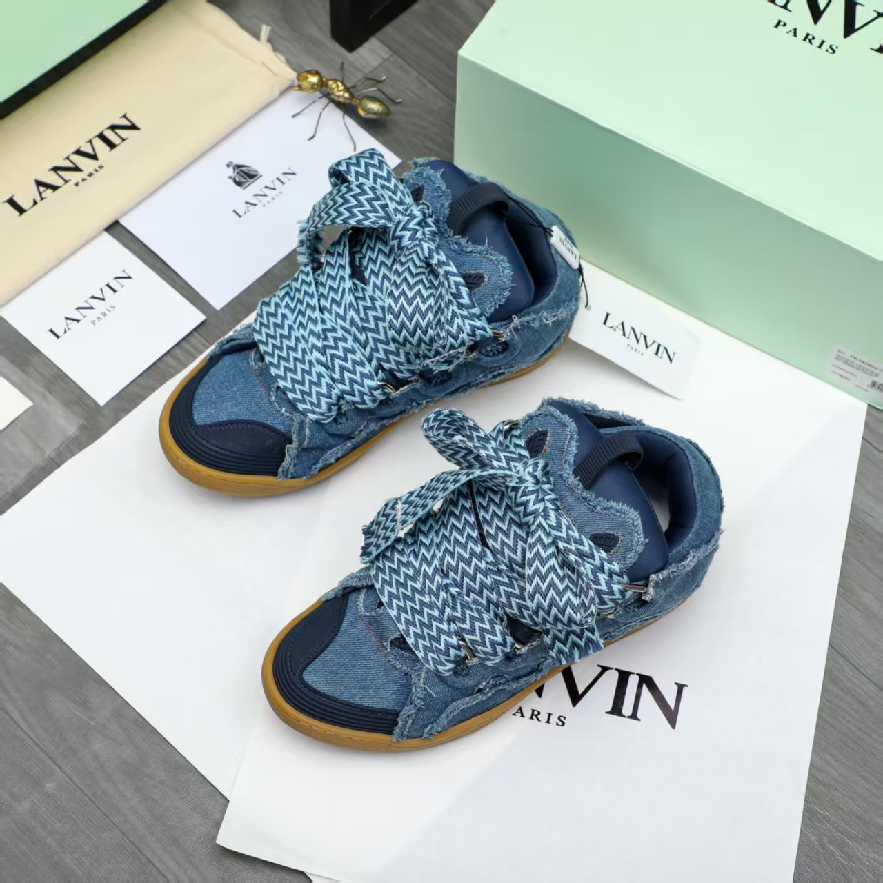 LANVIN Denim Patchwork Casual Shoes – Imported Designer Sneakers