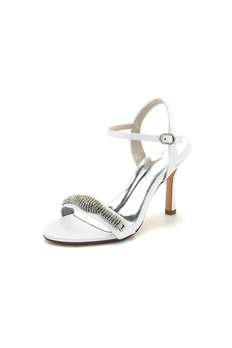 Ivory High Heels with Sparkling Crystal Embellishments