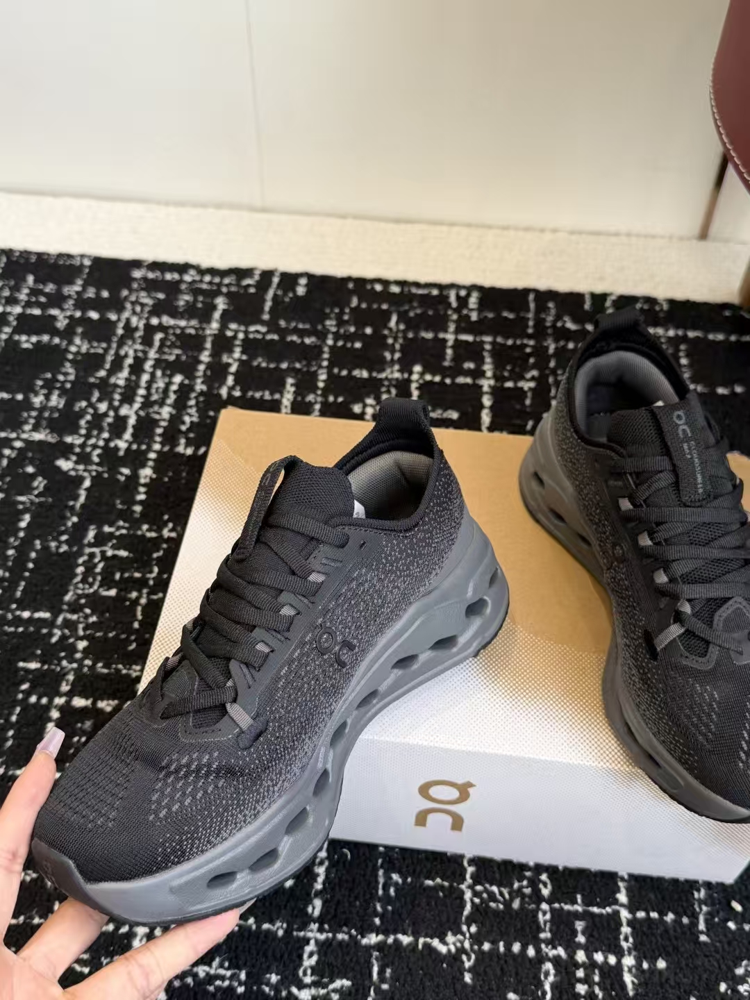 On Cloudmonster Trail 2 – All-Black Unisex Trail & Street Running Shoes