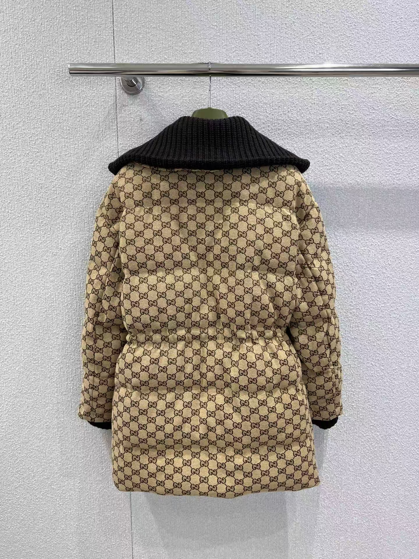 Gucci GG Canvas Jacket | Quilted with Knit Trim & Drawstring Waist