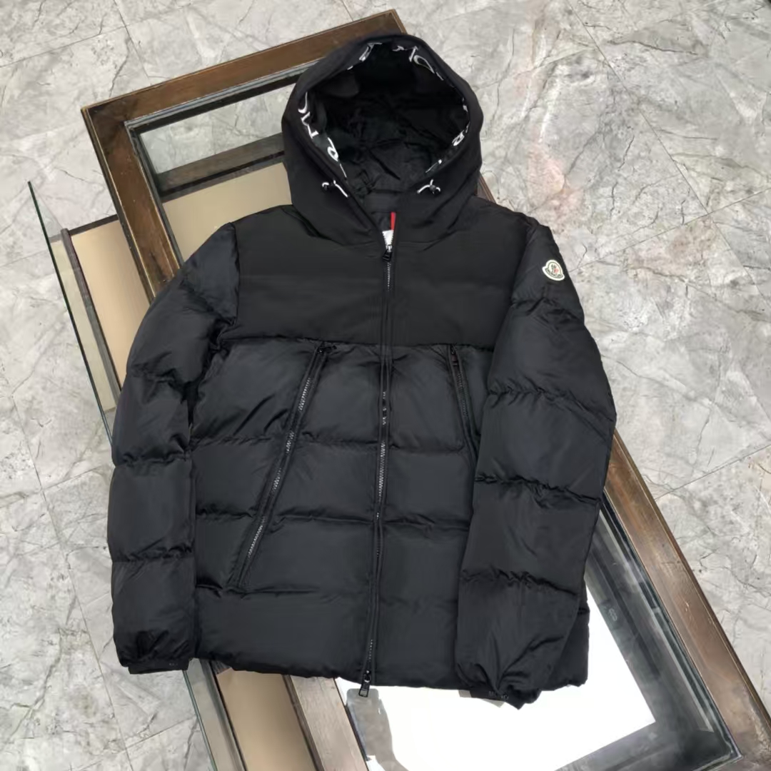 Moncler P410 Black Puffer with White Logo Embroidery – Urban Luxury