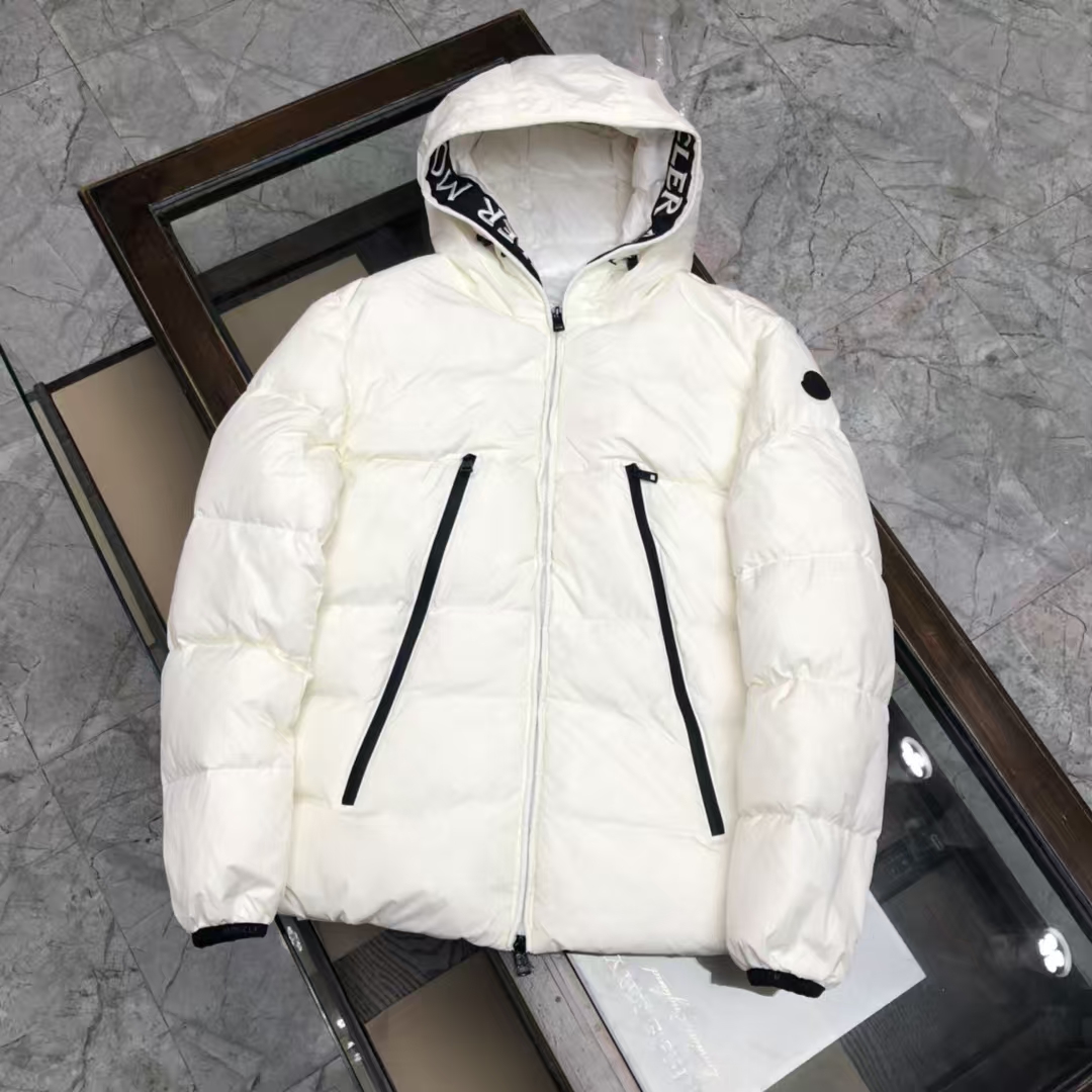 Moncler P410 White Puffer with Embroidered Logo – Clean Luxury Style