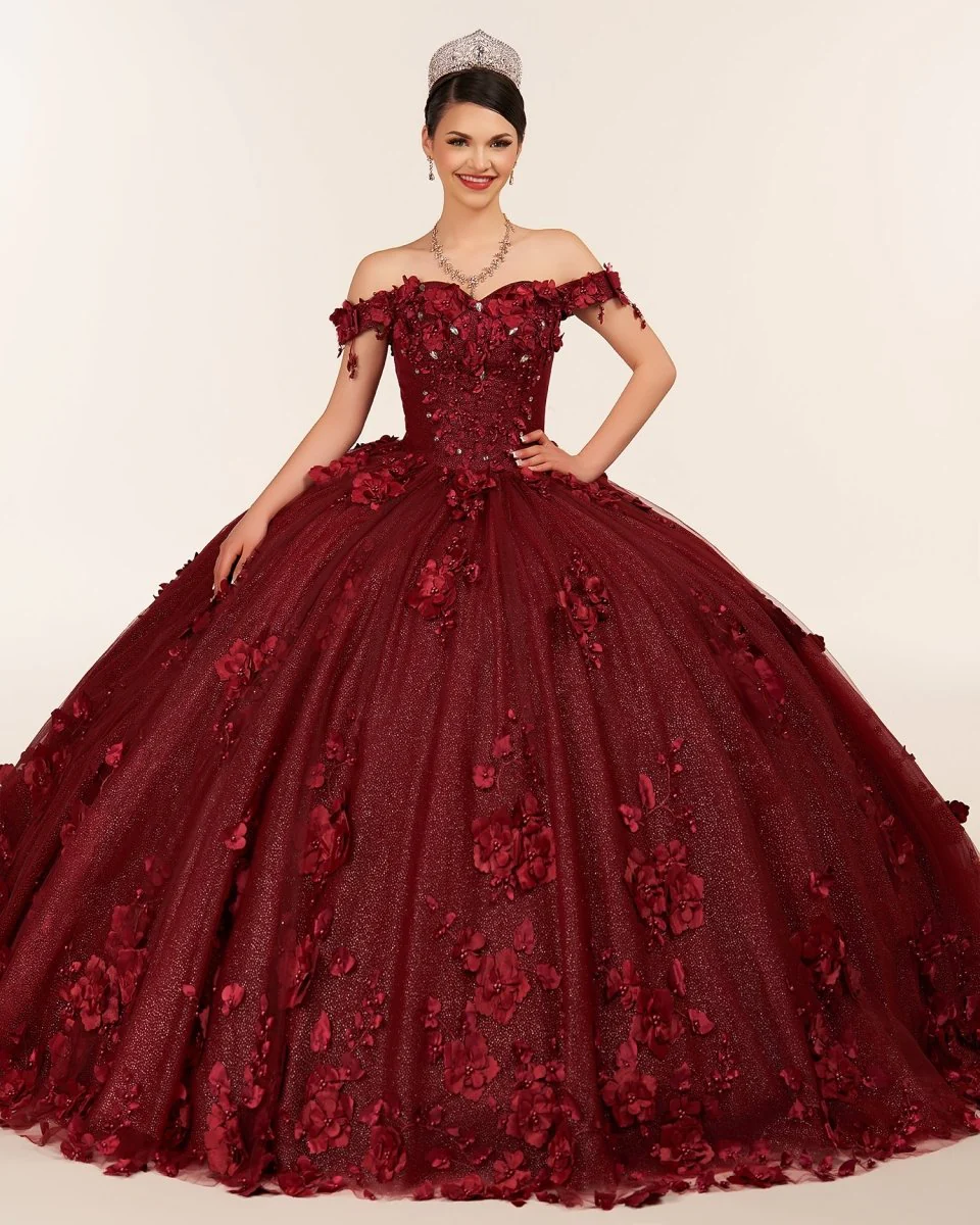 Illa | Ball Gown Organza Sweetheart  Burgundy Quinceanera Dress