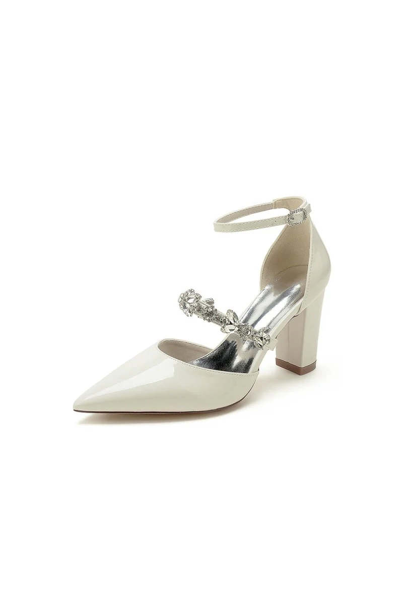 Ivory High Heels with Crystal Accent