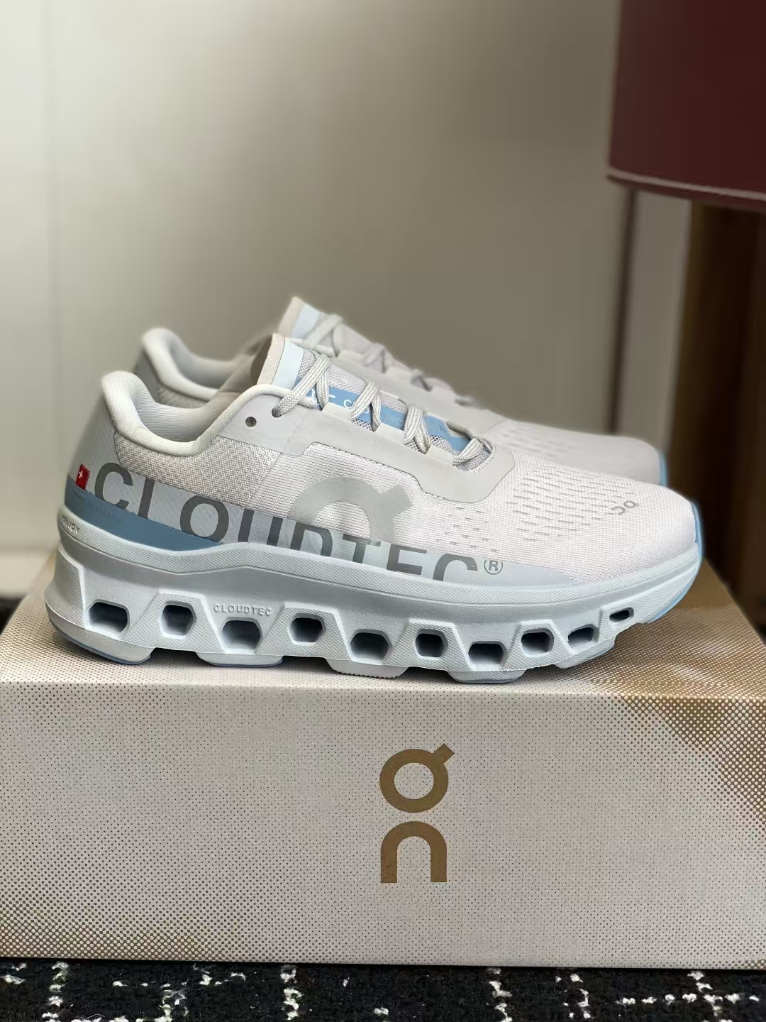 On Cloudmonster – Light Grey Breathable Durable Running Shoes with CloudTec