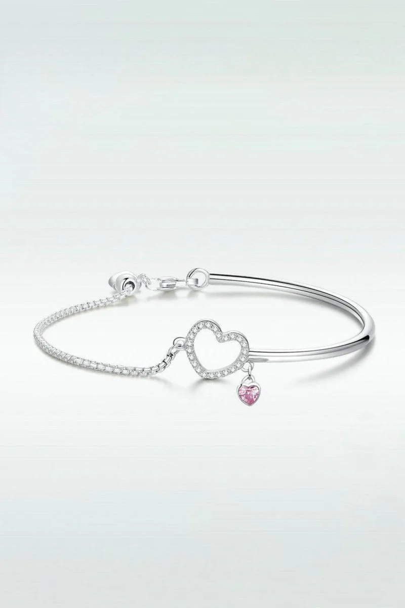 Heart Charm Bracelet in Sterling Silver
