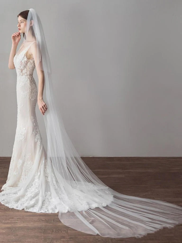 Ivory Tulle Wedding Veils Bridal Cathedral Veil