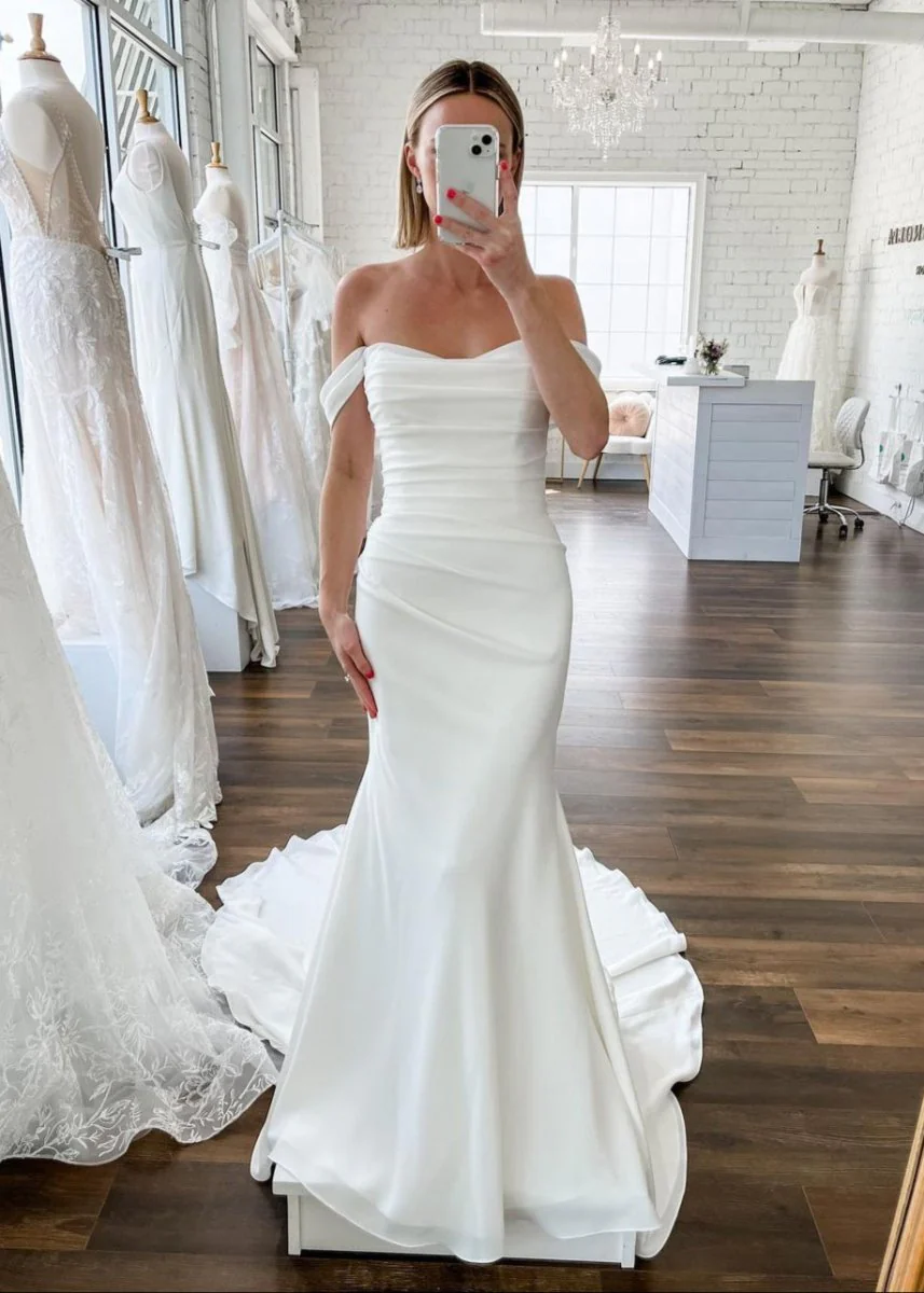 Hariklia | Elegant Mermaid Off the Shoulder Elastic Long Wedding Dresses