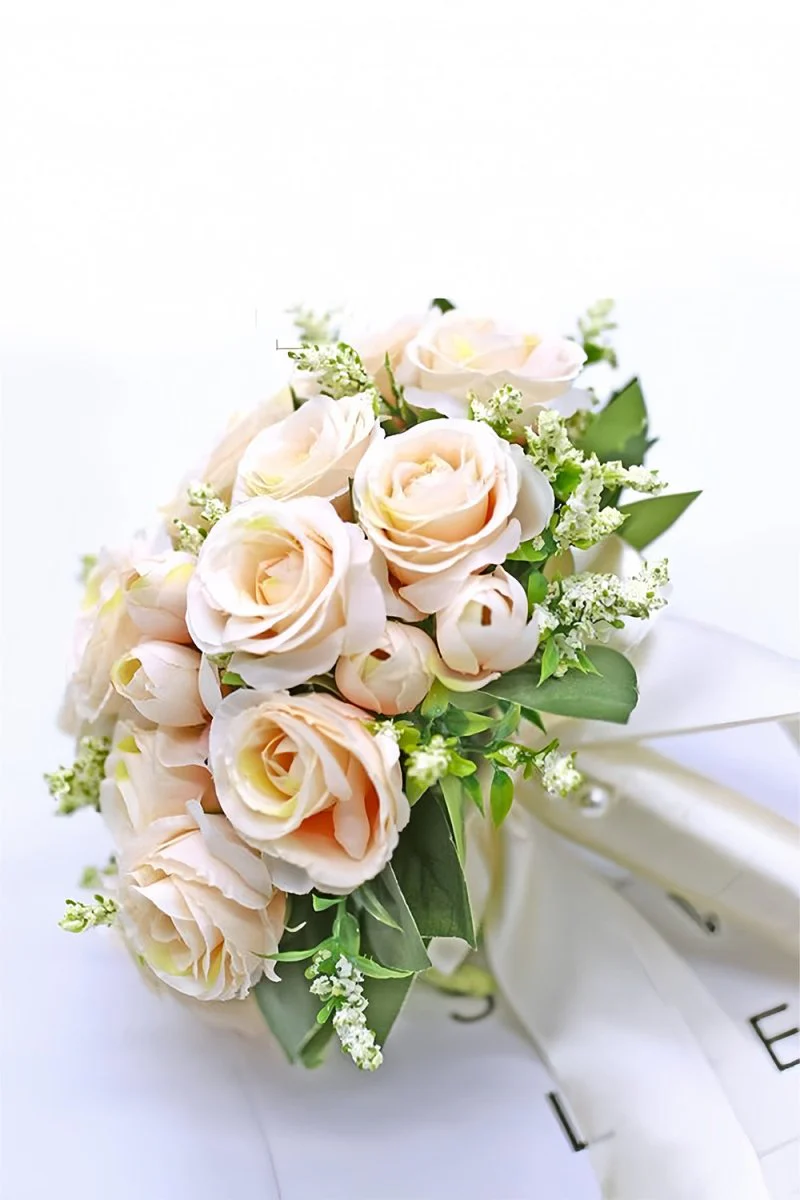 Handmade Silk Rose Peony Cascade Wedding Bouquet Flowers