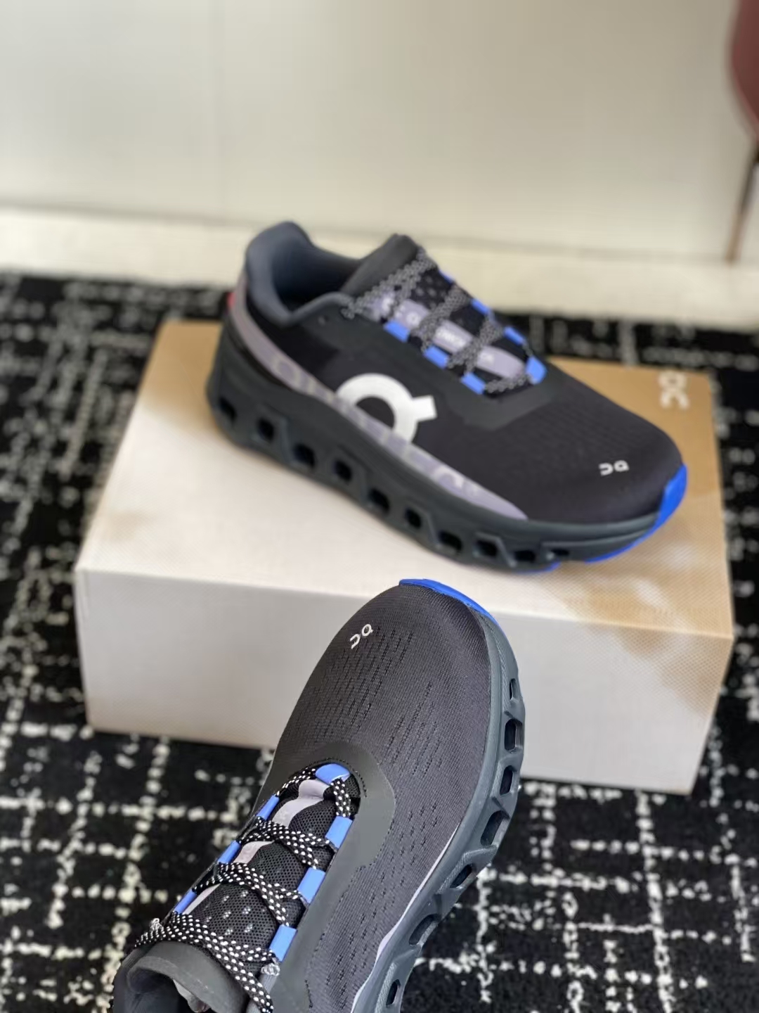 On Cloudmonster – Black & Blue Breathable Durable Running Shoes