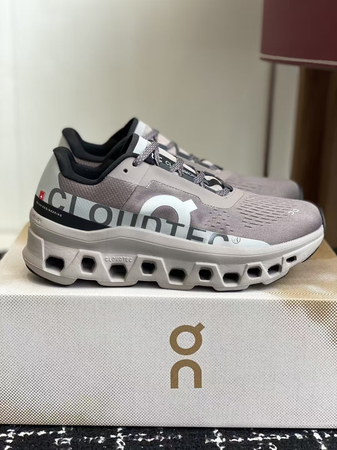 On Cloudmonster – Grey Breathable & Durable Running Shoes with CloudTec Cushion