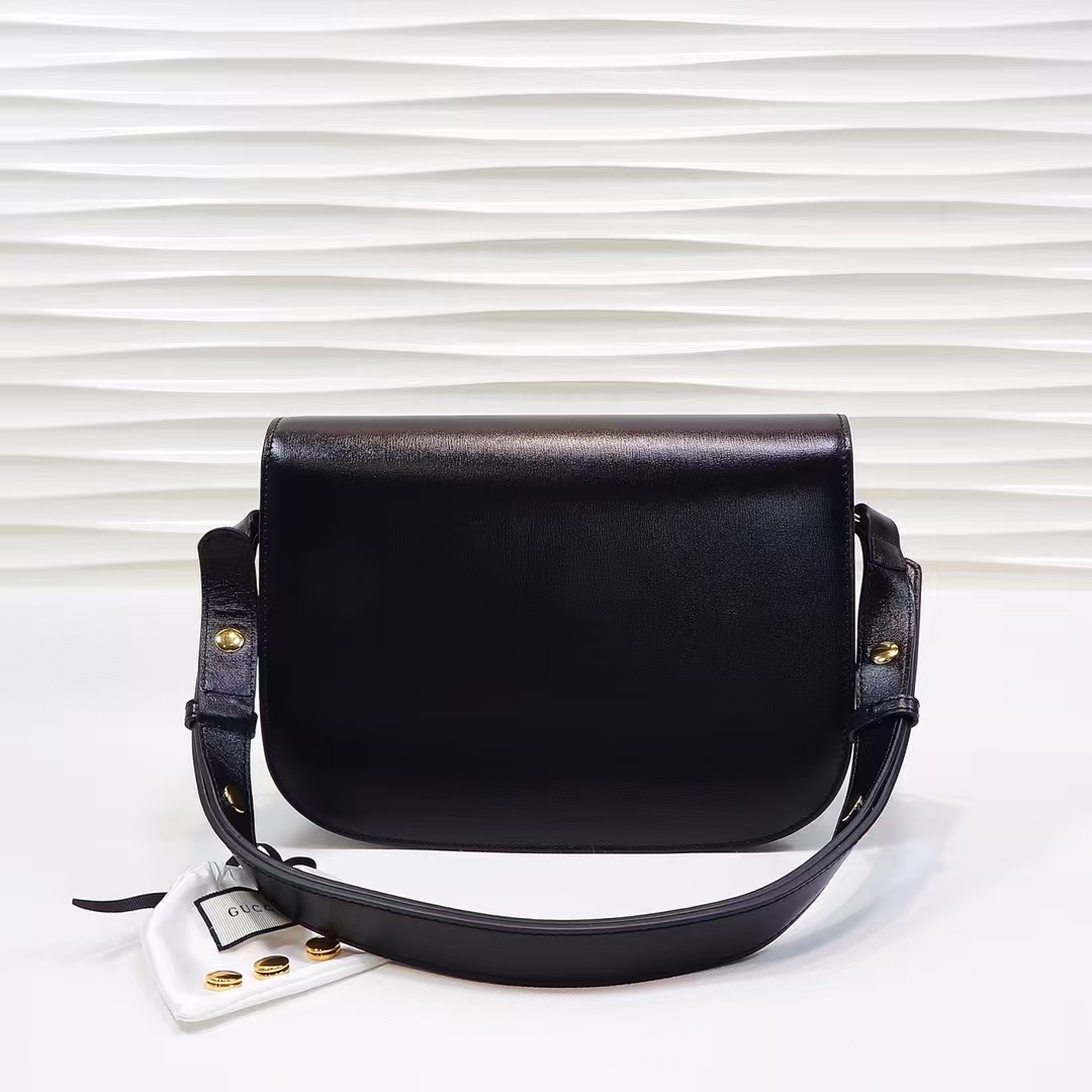 Gucci Horsebit 1955 Medium Shoulder Bag in Black | Textured Leather with Signature Horsebit