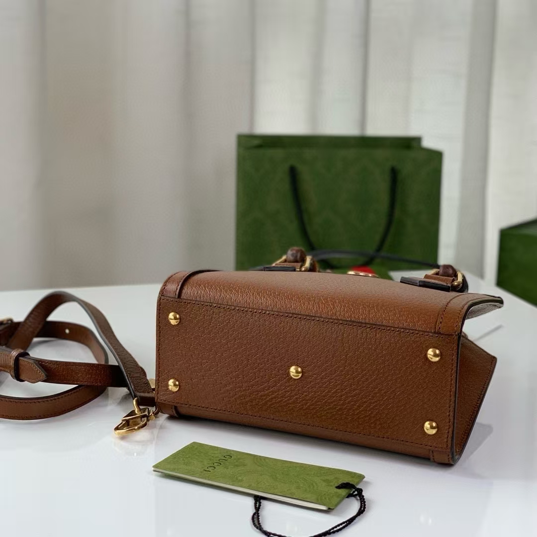 Gucci Diana Small Bamboo Tote Bag in Natural Brown | Leather with Detachable Neon Straps