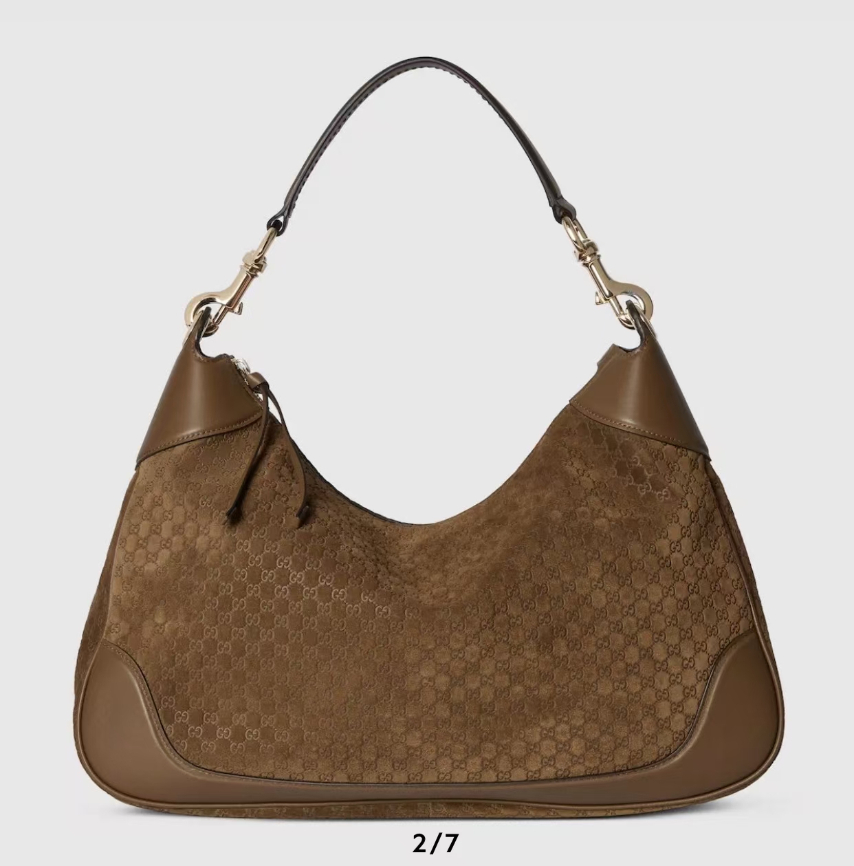 Gucci Body Double Lock Medium Shoulder Bag | Brown Micro GG Embossed Suede