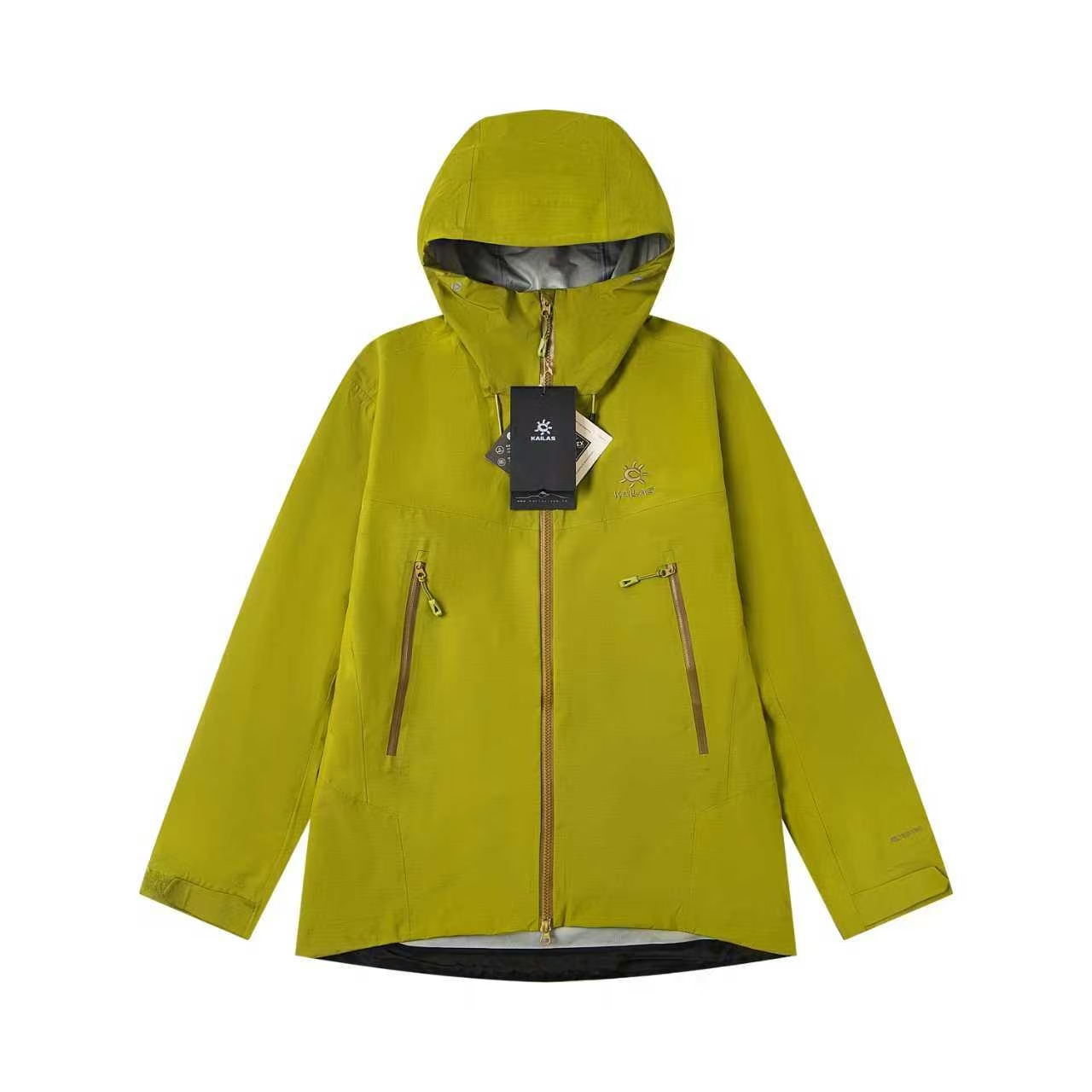 KAILAS Bogda LT Hardshell Jacket in Olive Green – V-Neck Hooded, Seam-Taped, Lightweight Mountain Shell