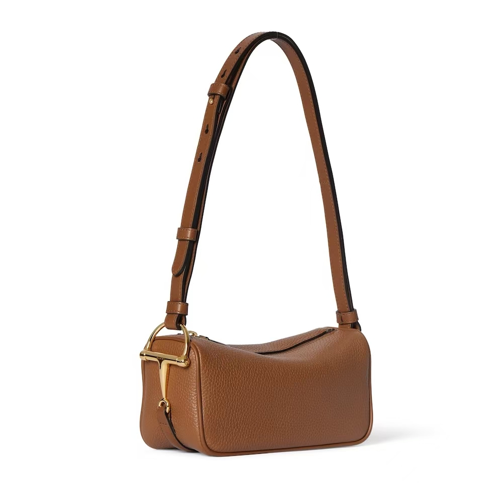 Gucci Half Horsebit Mini Bag | Brown Grained Soft Leather with Half Horsebit Detail