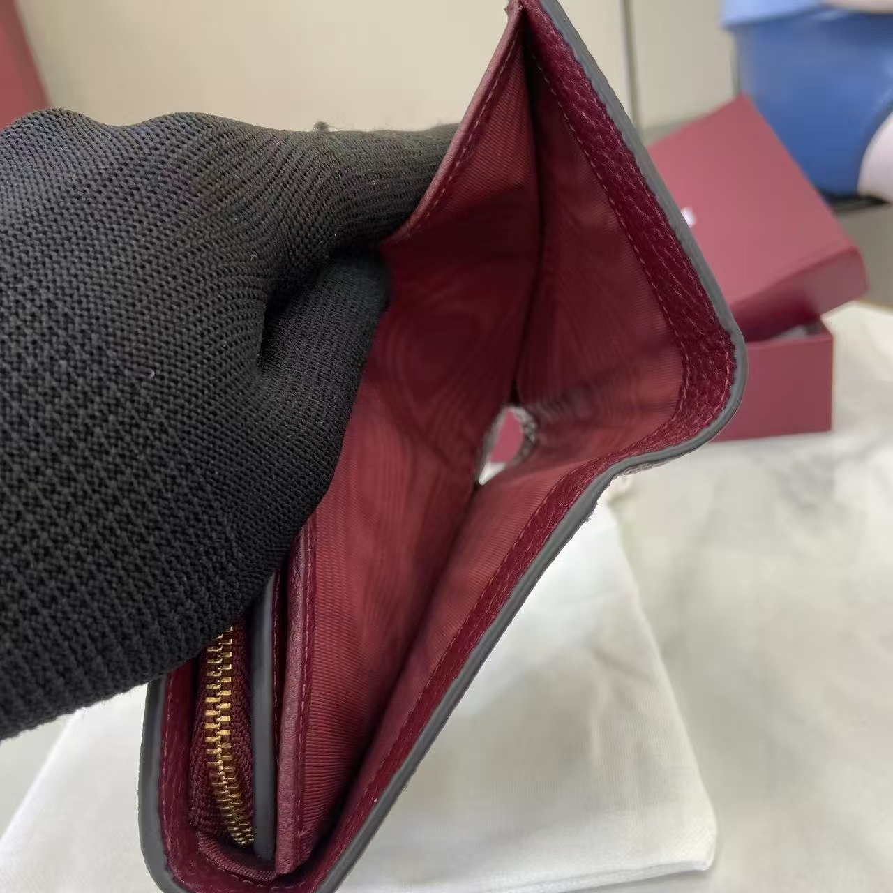 Gucci GG Marmont Two-Tone Mini Wallet | Red Leather & Beige/Brown GG Supreme