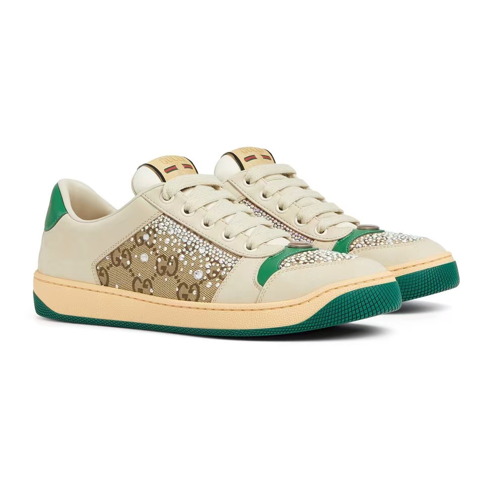 Gucci Screener Women's Sneakers | Crystal Embellished GG Canvas & Vintage Logo