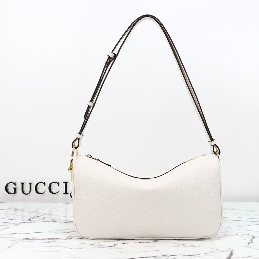 Gucci Half Horsebit Mini Bag | Ivory White Grained Soft Leather with Half Horsebit Detail
