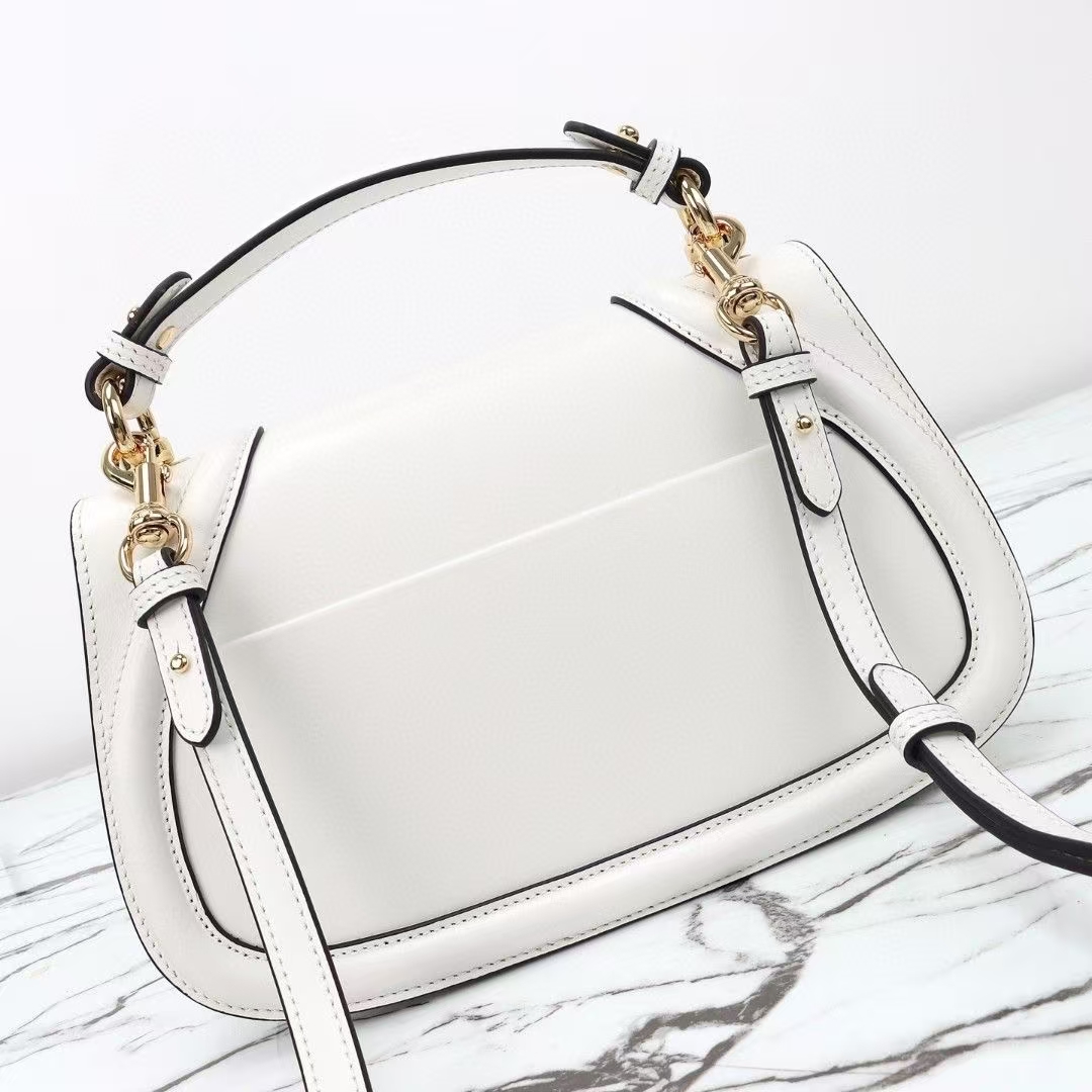 Gucci Blondie Medium Tote Bag | White Glossy Calfskin Leather with Interlocking Double G