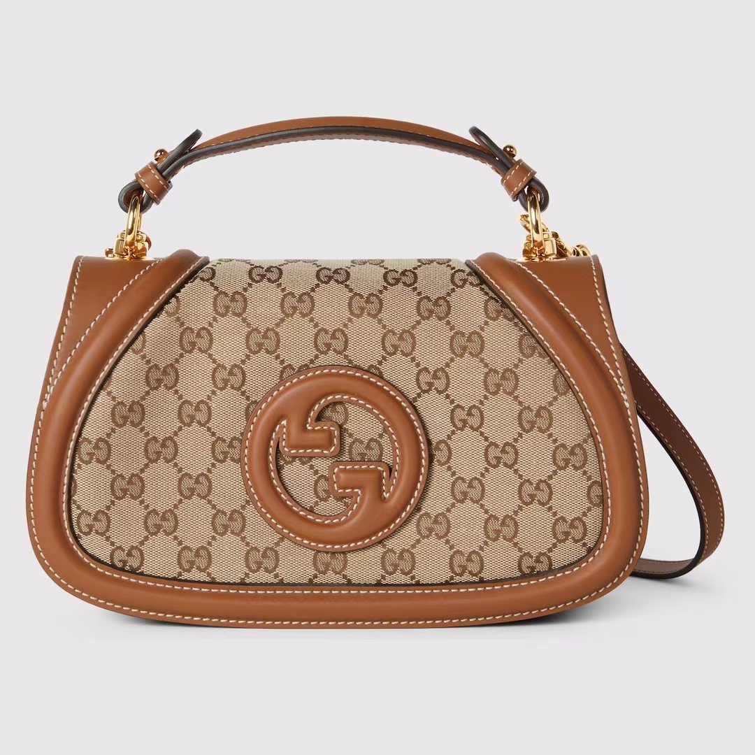 Gucci Blondie Medium Tote Bag | Beige & Brown GG Canvas with Interlocking Double G