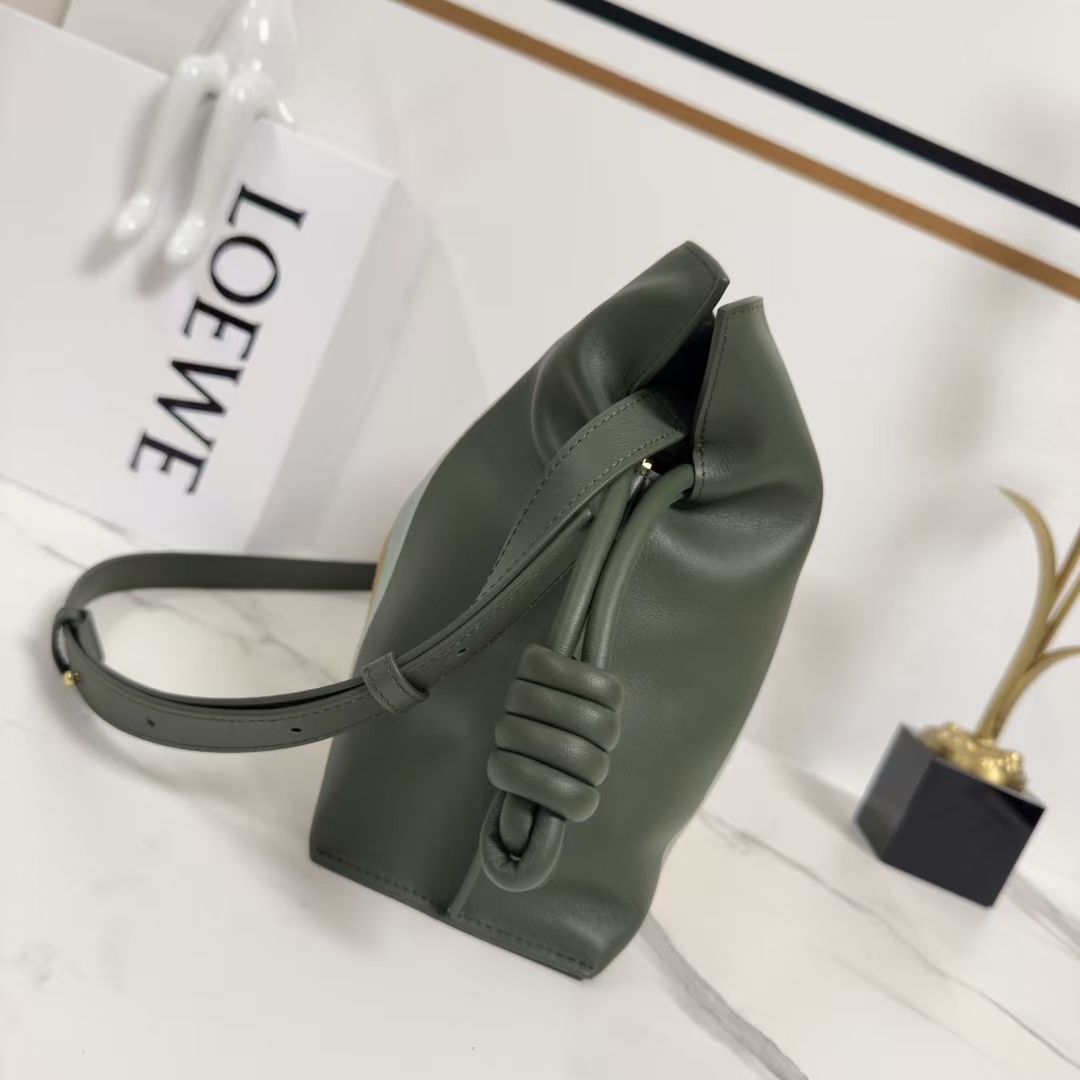 LOEWE Medium Flamenco Landscape Clutch in Aquarius Green & Ocher Yellow Napa Calfskin