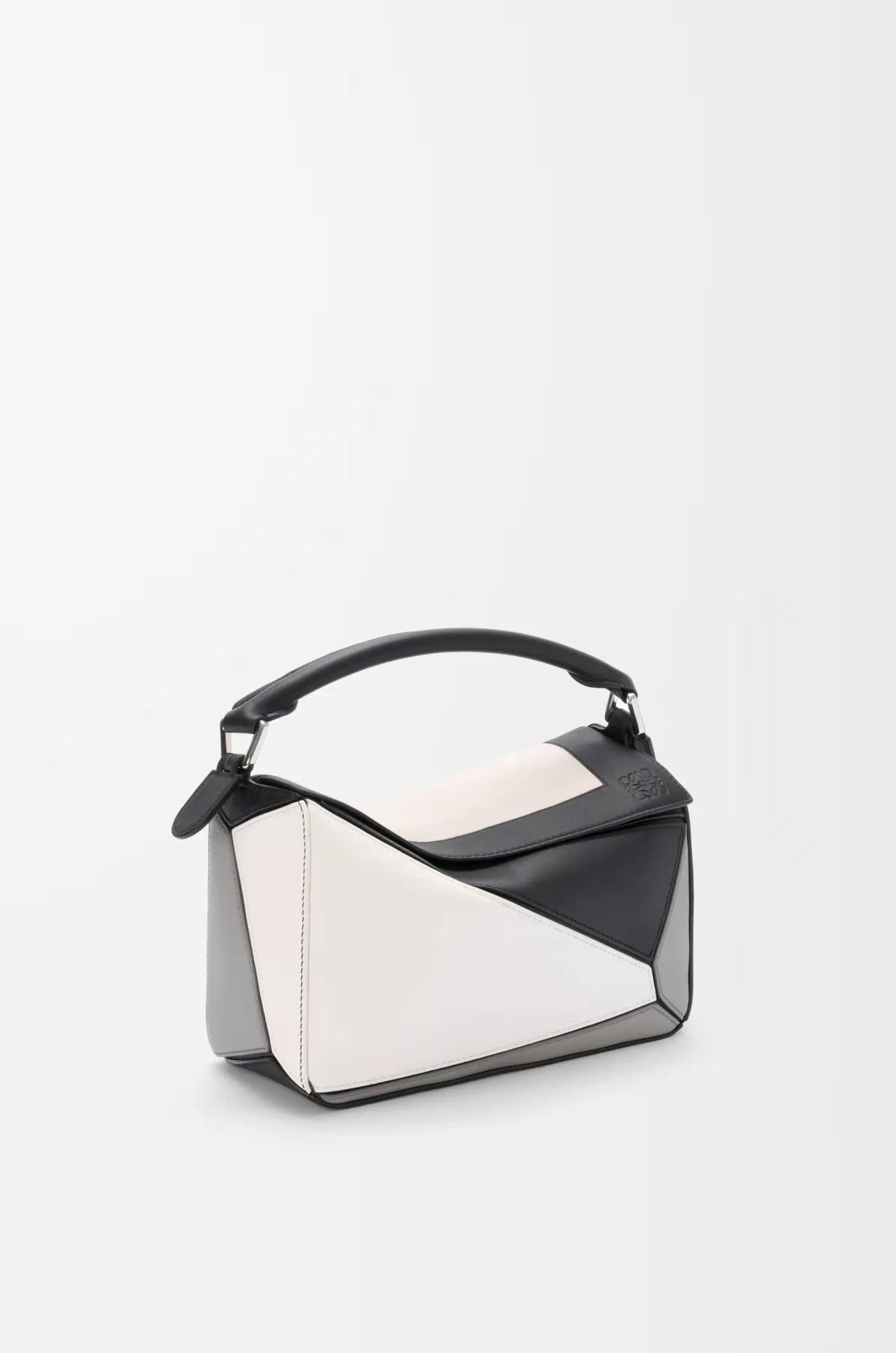 LOEWE Small Puzzle Bag in Gray & Pale Light Ash Napa Calfskin