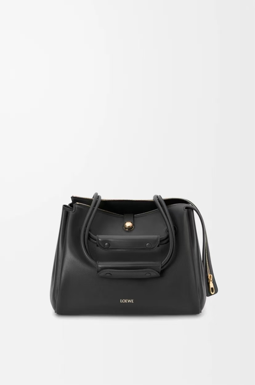 LOEWE Medium Madrid Bag - Black, Trapezoid Shape & Pebble Closure