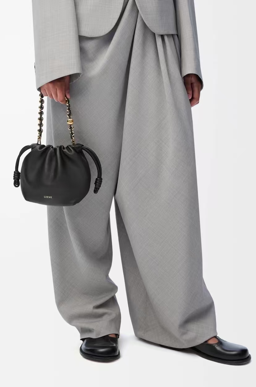 LOEWE Mini Flamenco Bag - Black, Soft Nappa Sheepskin & Pleated Design