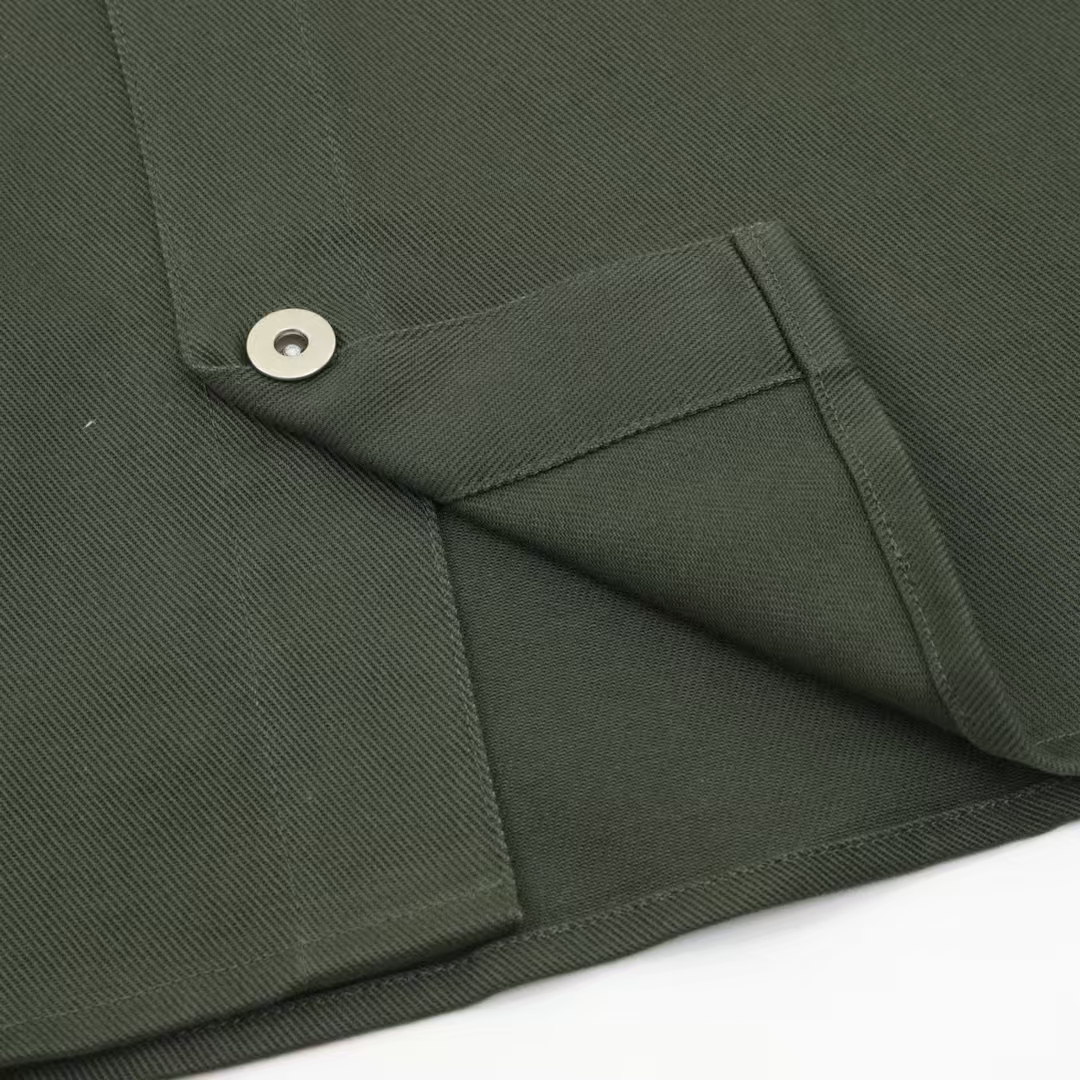 Burberry Lapel-Collar Denim Shirt Jacket in Hunter Green