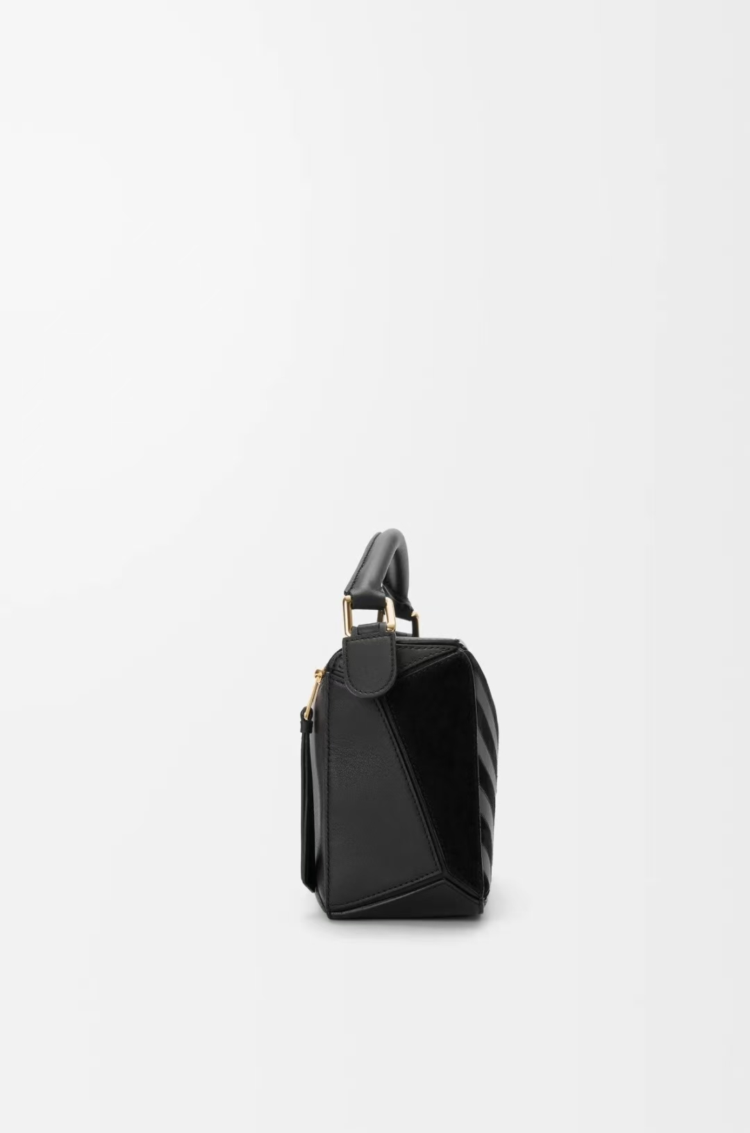 LOEWE Small Puzzle Bag - Black, Geometric Design & Intarsia Stripes