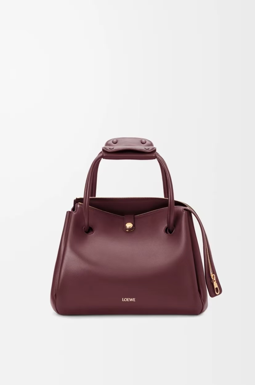 LOEWE Medium Madrid Bag - Brownie, Trapezoid Shape & Pebble Closure