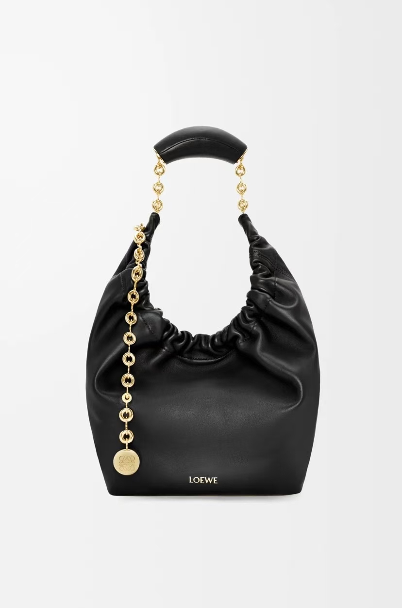 LOEWE Small Squeeze Bag in Black Soft Napa Lambskin