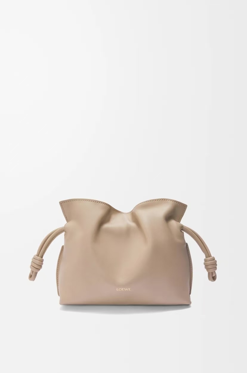 LOEWE Large Flamenco Clutch in Sand Napa Calfskin