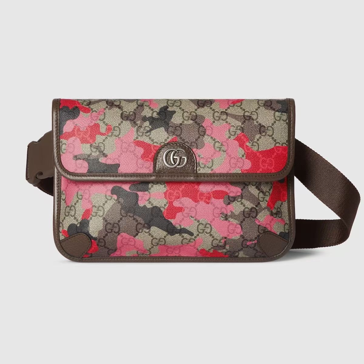 GG Camo Marble Waist Bag in Pink & Red Coated Canvas